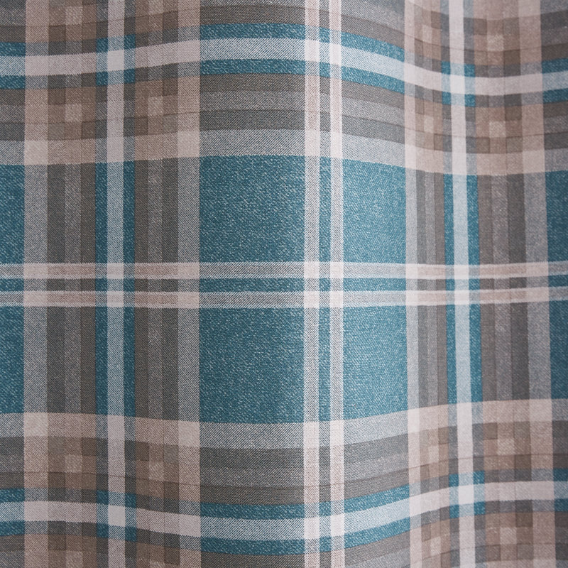 Tweed Check Unlined Eyelet Curtains, Width 117 x Drop 137cm, Teal