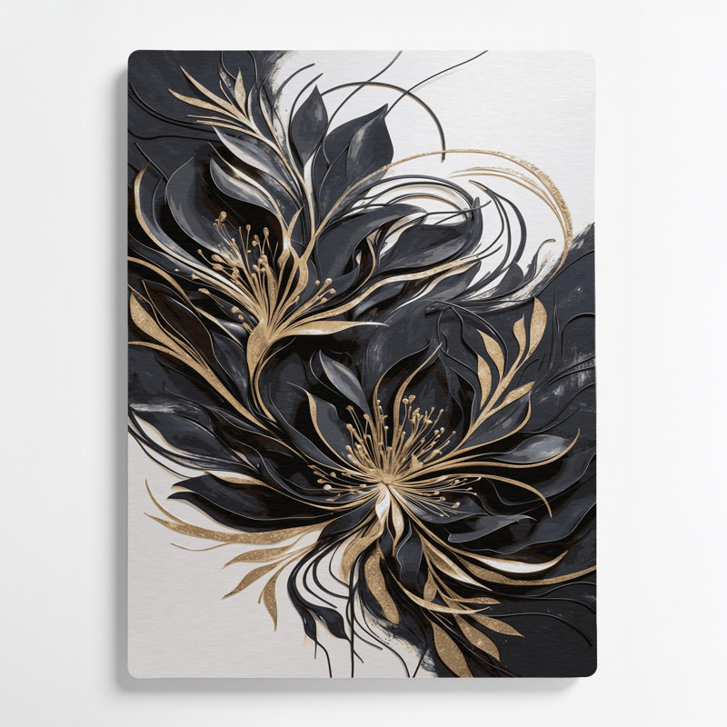 Abstrait floral 82, art mural en métal mauve