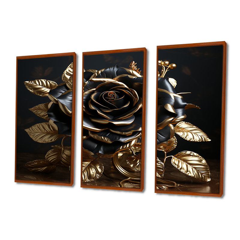 Dalhem - ensemble de décorations murales roses, Cadre flottant brun, H 40 po x l 60 po x P 1 po