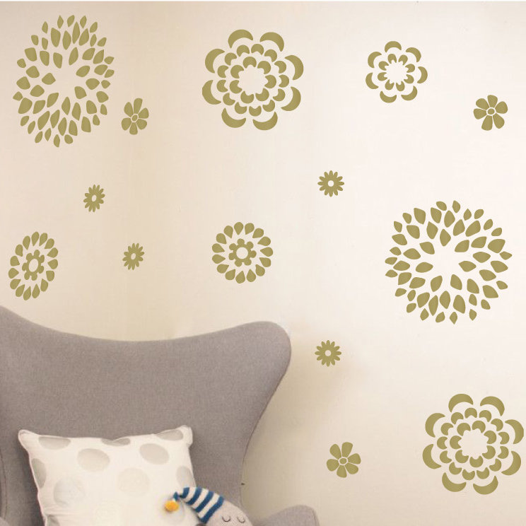 Plants & Flowers Non-Wall Damaging Wall Decal, 19" H x 24" W x 0.01" D, Gold