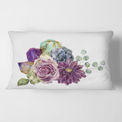 Bouquet of Flowers with Succulents Eucalyptus Rectangular Pillow Cover & Insert