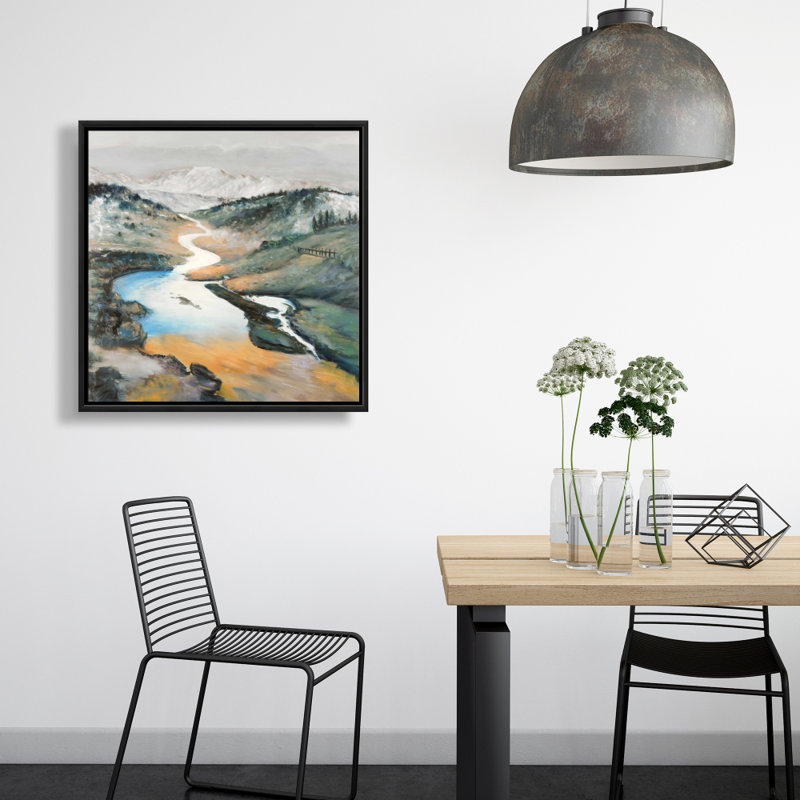 Reproduction de paysage sur toile, Toile encadrée noire, H 24 po x l 24 po