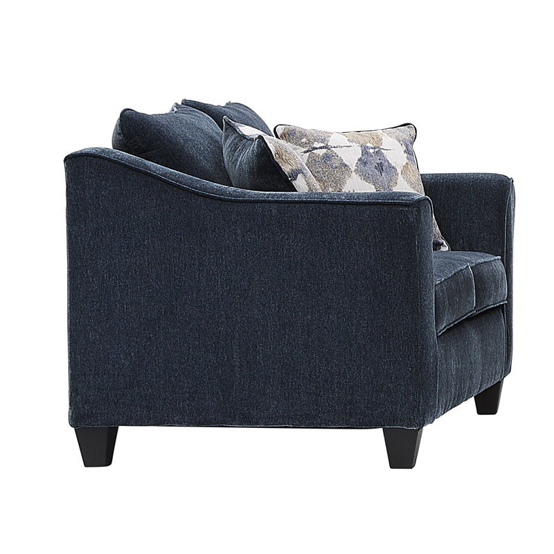 Causeuse rembourrée à accoudoirs évasés 66 "avec coussins décoratifs - Paon cachemire, Cashmere Peacock Polyester