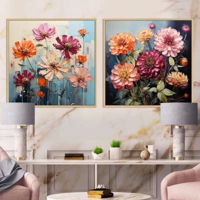 «Binn Zinnias Flowers», 2 pièces