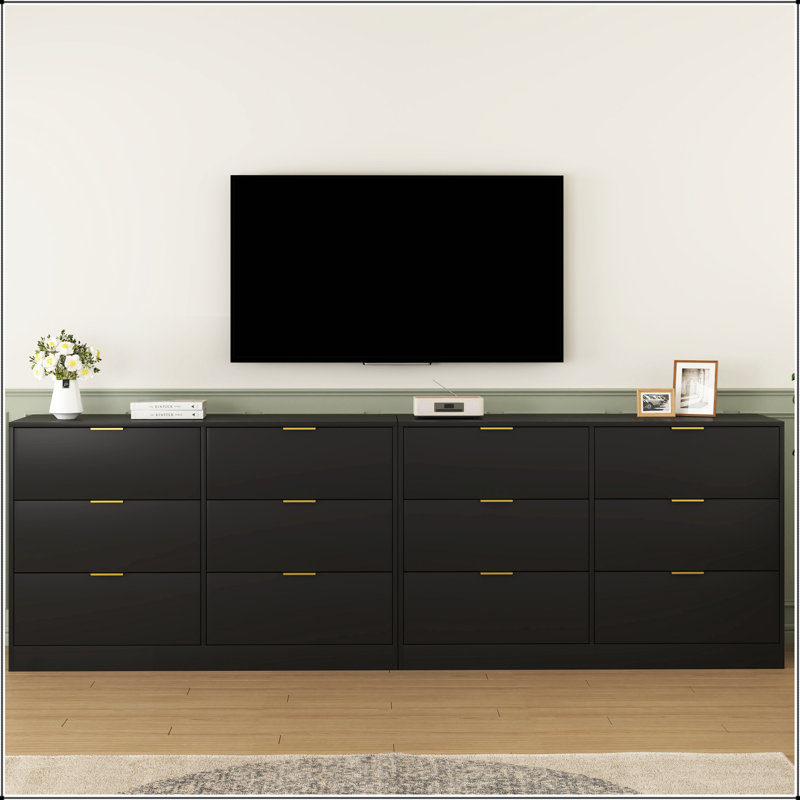 Commode à 6 tiroirs, commode pour chambre à coucher, salon, couloir et vestibule Simply Modern, Noir