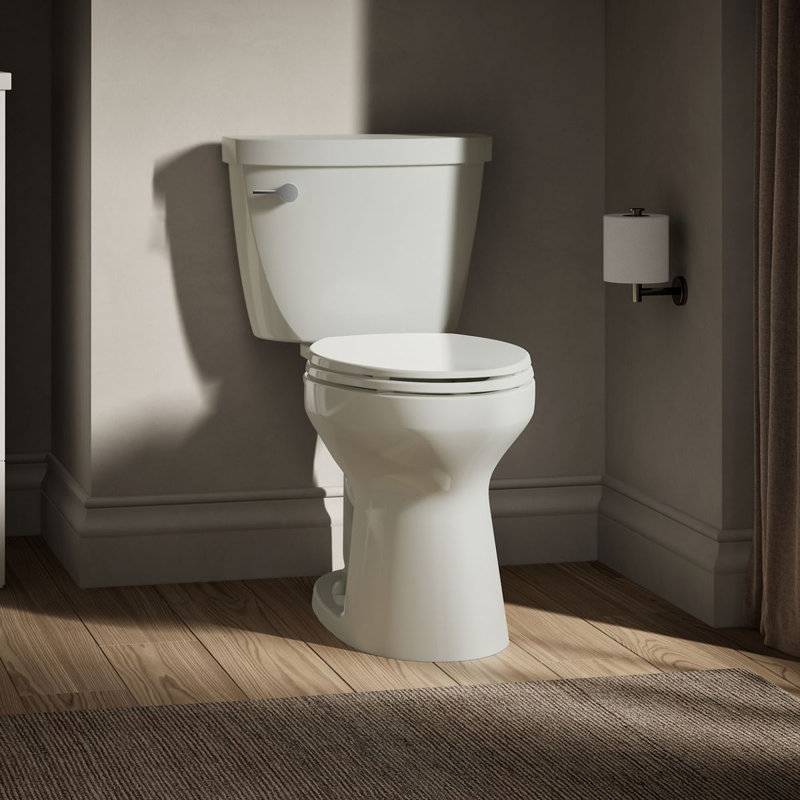 Cimarron 1.28 GPF Water Efficient Elongated Two-Piece Toilet (Seat Not Included), Left-Hand, Dune