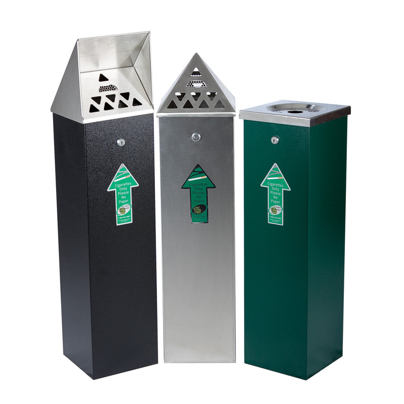 Cendrier d'extérieur Pyramid, Vert / acier inoxydable