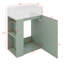 Meuble-lavabo de 20 po avec lavabo en céramique, porte à motif de losanges, poignées et tablettes de rangement latérales-118325429