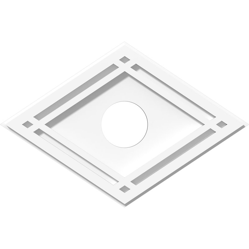 12"W x 8"H x 3"ID x 4 1/4"C x 1"P Diamond Architectural Grade PVC Contemporary Ceiling Medallion, 8" H x 12" W x 1" D