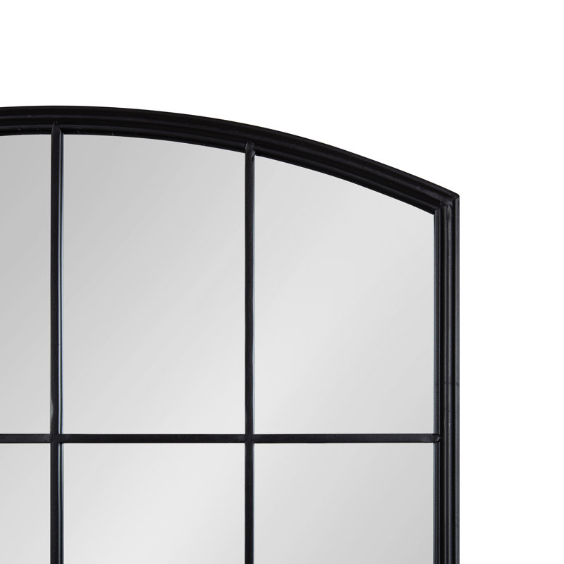 Latitude Run® Forsyth Windowpane Arch Mirror Black, 36" x 24"