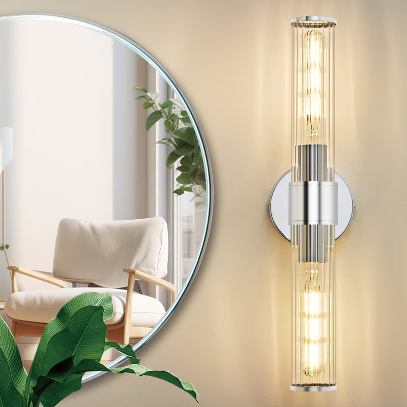 Almetta 2 - Light Bathroom Dimmable Vanity Light Bath Bar Fixtures, Screw Thread, Chrome