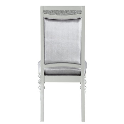 Chaises d'appoint grises et platine 2 - Revêtement en tissu d'ameublement strass éblouissant, structure en bois massif 2 pièces en tissu argenté, fabrication élégante