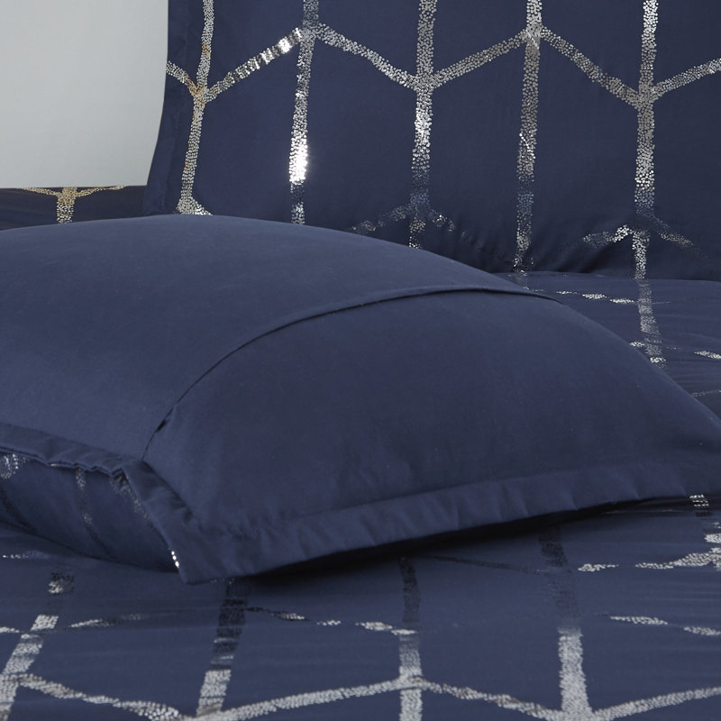 Aqua and Silver Twin Microfiber Comforter Set with Shams