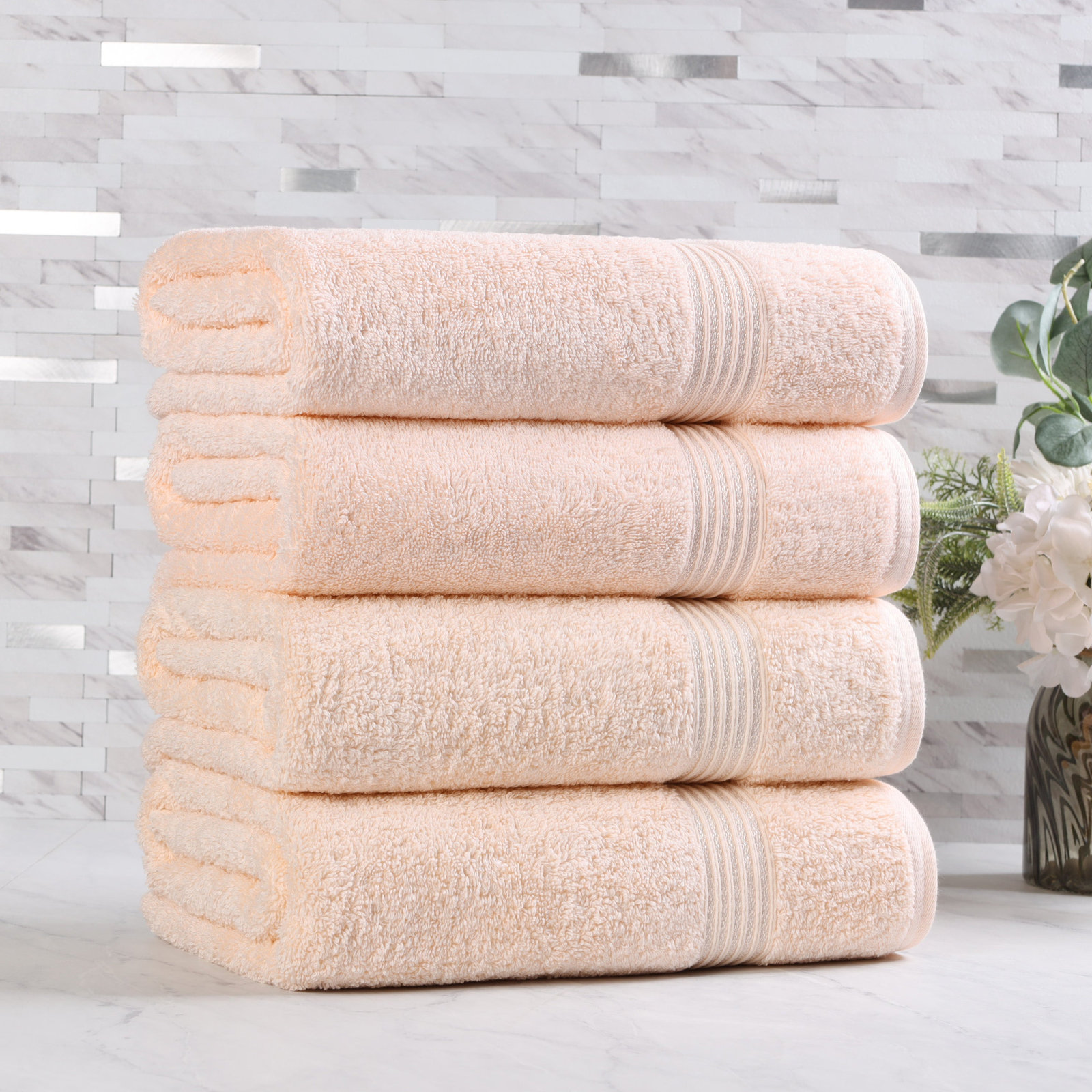 Oleg Egyptian Cotton Bath Towel, Peach