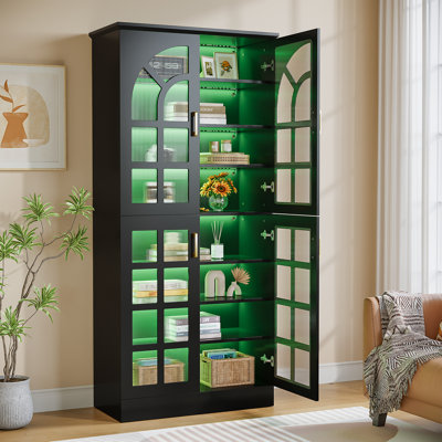 Storage Cabinet with Adjustable Shelves and LED Lights (White)