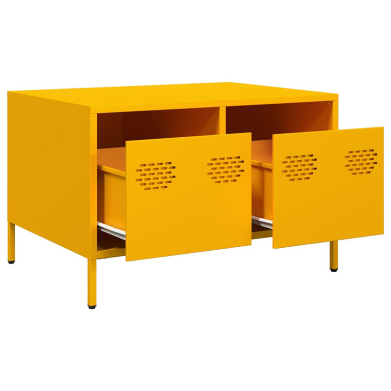 Avarni Unfinished TV Stand for TVs up to 24", Mustard yellow