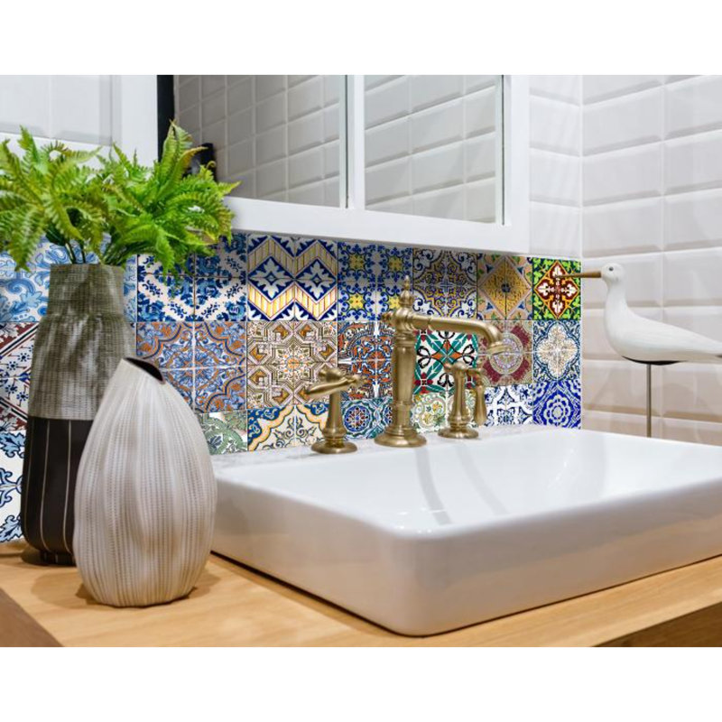 Carrelage mosaïque auto-adhésif en vinyle Randy, H 4 po x l 4 po x P 0,1 po