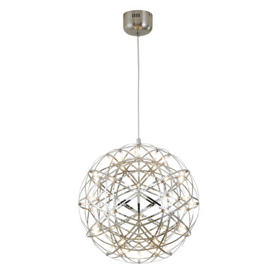 Mercier 42-Light Chrome Dimmable LED Globe Chandelier