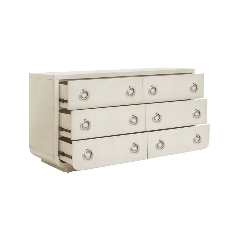 White Transitional 6-Drawer Dresser with Dovetail Drawer
