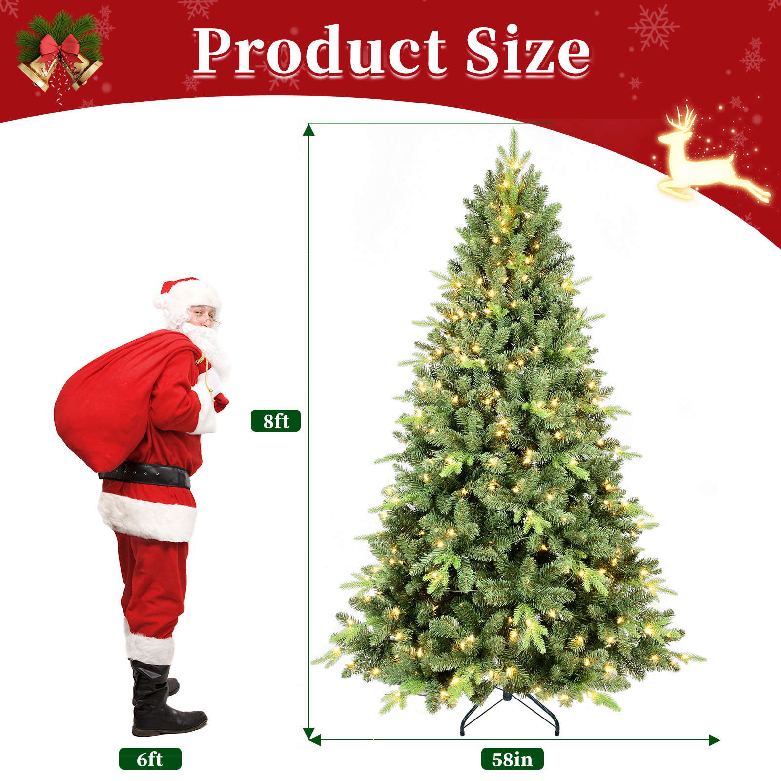 White Pre-Lit Spruce Tree, 8'