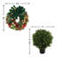 26" Holiday Wreath and Two UV Rated Boxwood Topiary Drop-Ins