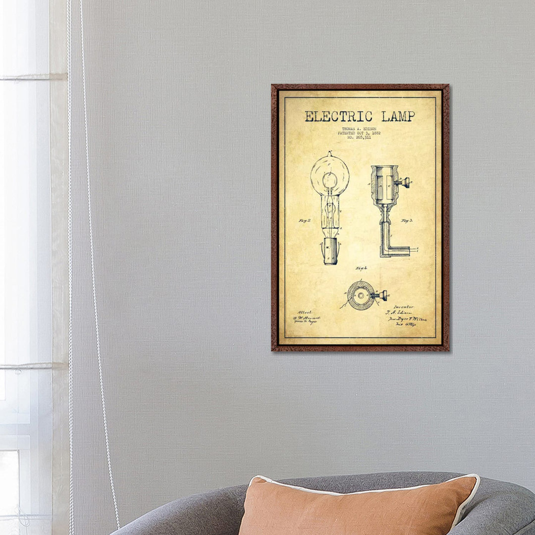 Electric Lamp Vintage Patent Blueprint by Aged Pixel - Gallery-Wrapped Canvas Giclée on Canvas