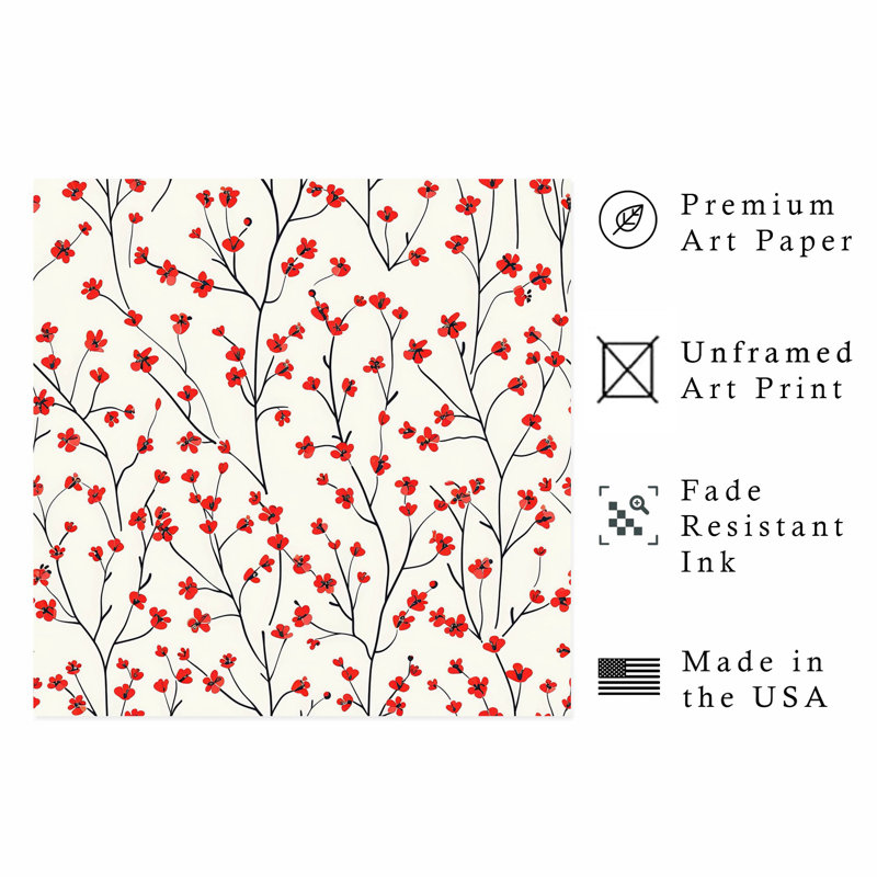 Impression florale sans cadre, H 14 po x l 14 po