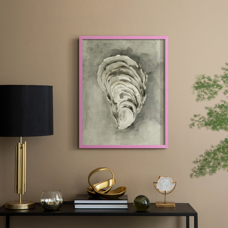 «Neutral Oyster Shell II», reproduction encadrée - bois massif, Rose, H 11 po x l 9 po