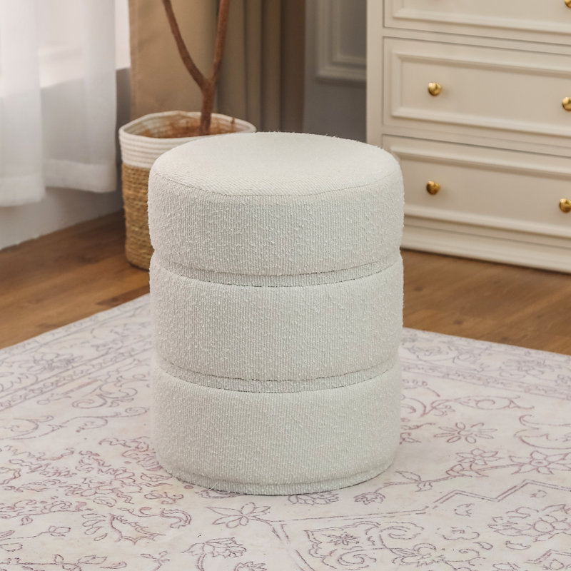 Lacquey Upholstered Ottoman, White