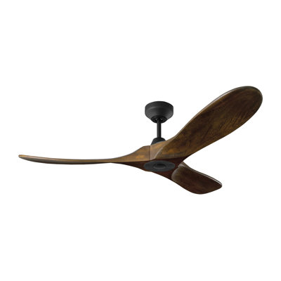 Ventilateur de plafond intelligent d'intérieur / extérieur Maverick de 52 pouces au fini noir minuit avec pales en noyer foncé, télécommande à main et compatible avec Alexa, Google Home et Bond Home Action de Visual Comfort Fan