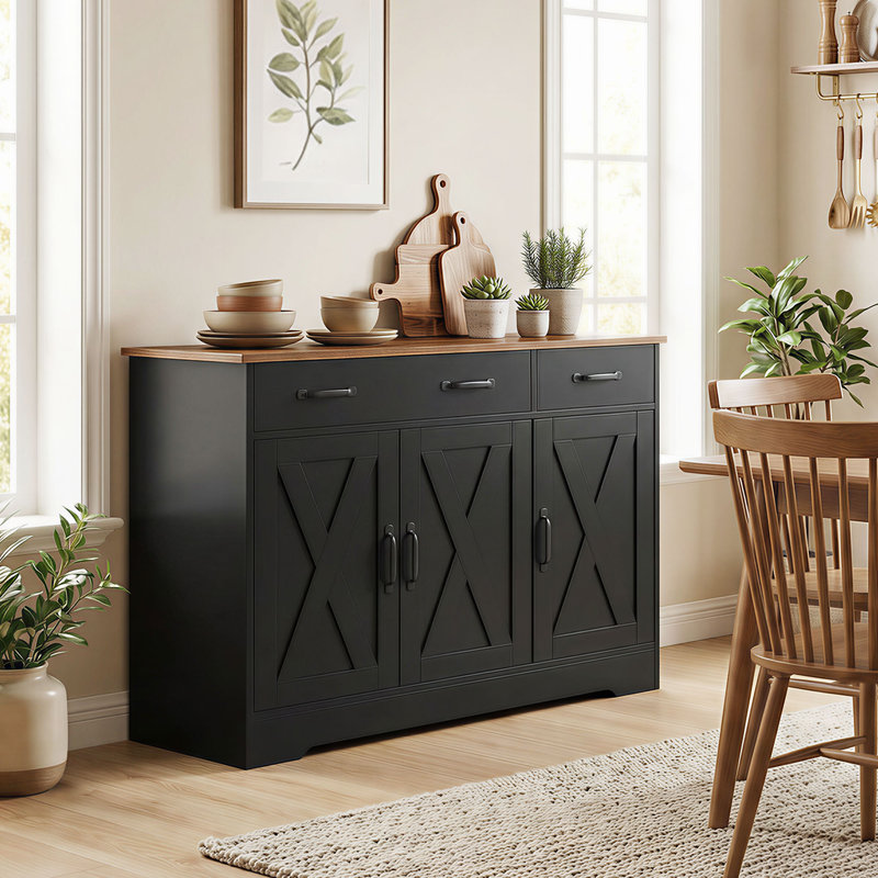 Buffet, armoire de cuisine 43 po, noir