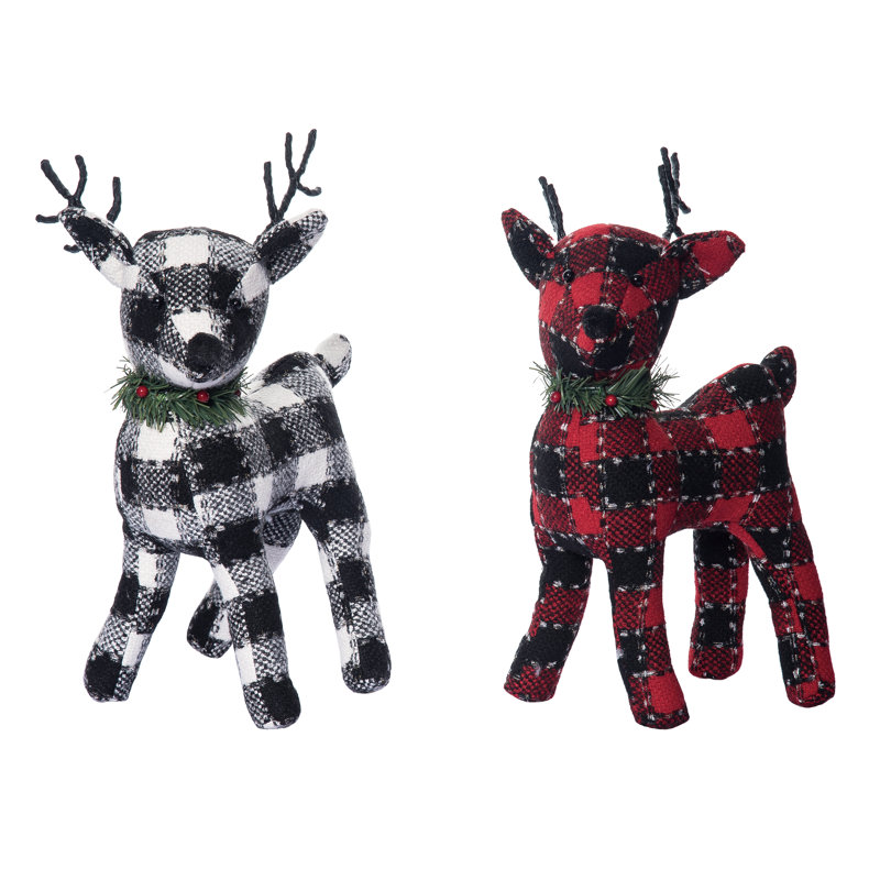  Ensemble de 2 décorations de Noël renne en peluche