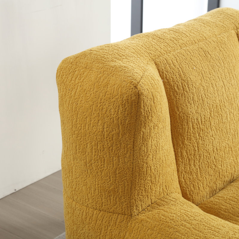 Fauteuil à billes Fluffy, Velours jaune