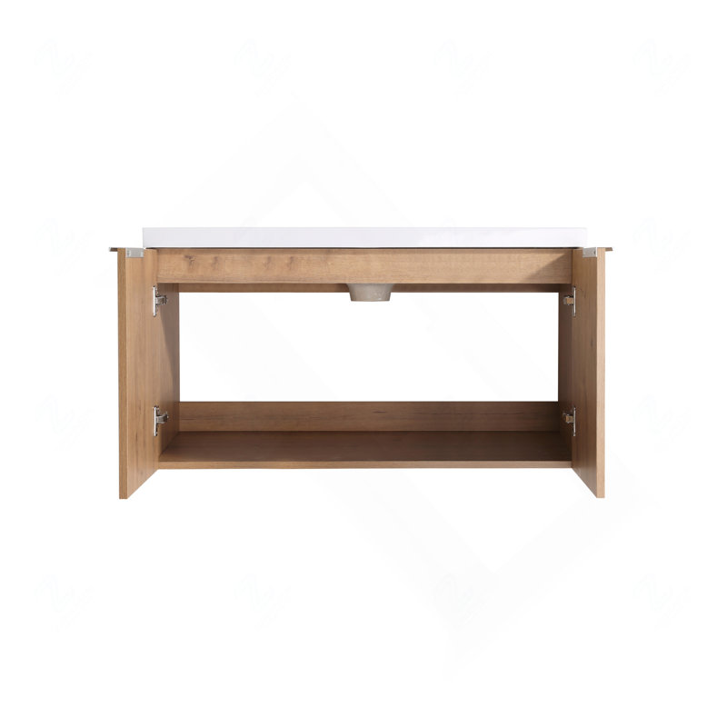Meuble-lavabo mural modulaire 48 po avec lavabo, armoire latérale et portes à fermeture en douceur 48 po