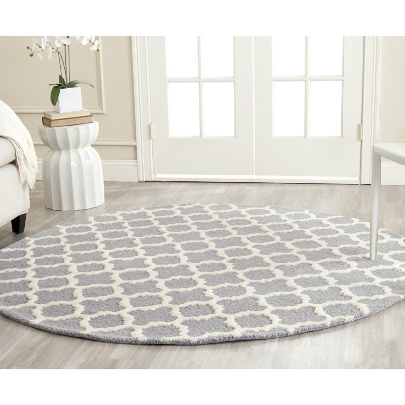 Cannen Hand Tufted Wool Geometric Indoor Rug, Round 6'