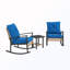 Chaise berçante de patio en osier avec coussins et table capitonnés (2 chaises)-129891683