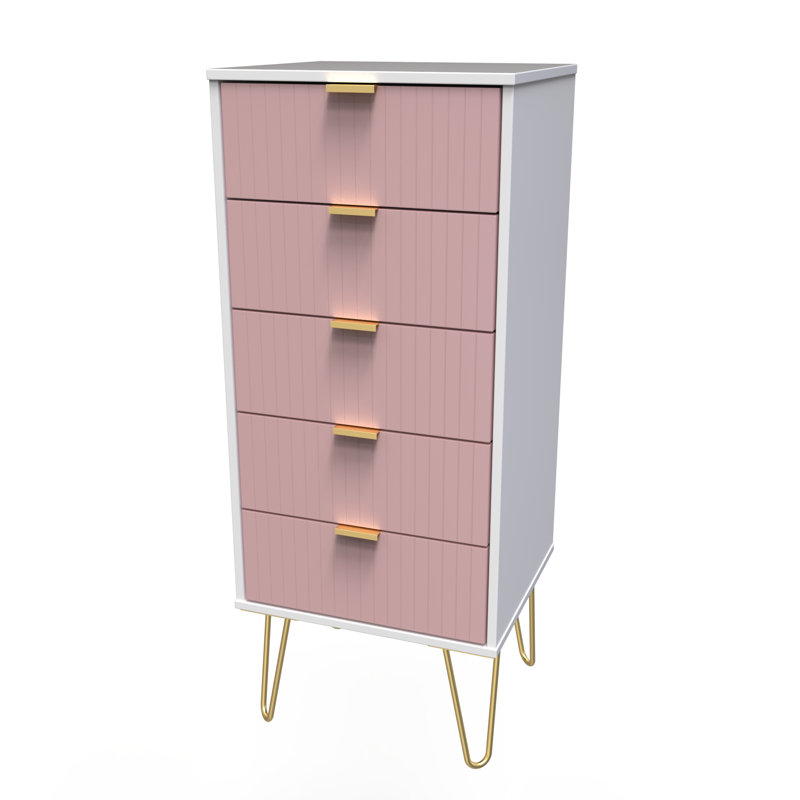 Beranda 45cm W Manufactured Wood Bedside Table, Kobe Pink/White