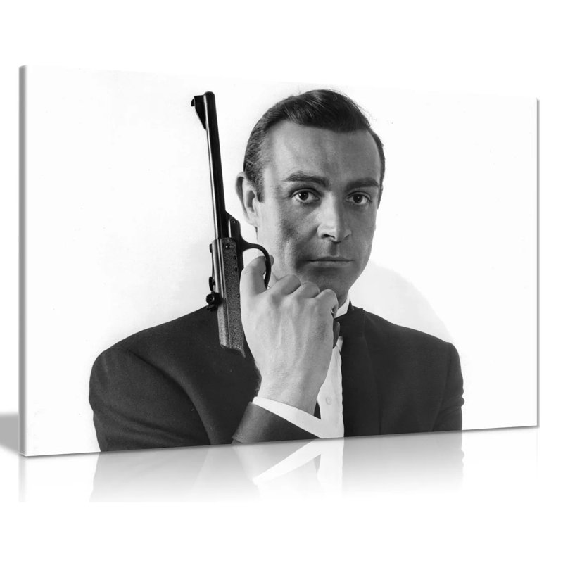 James Bond Sean Connery - Wrapped Canvas Print, 20cm H x 31cm W