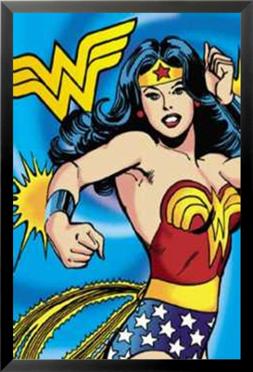 Wonder Woman DC Comics Vintage Logo Comic - Super Hero Justice League  Classic Retro Framed On Paper Print