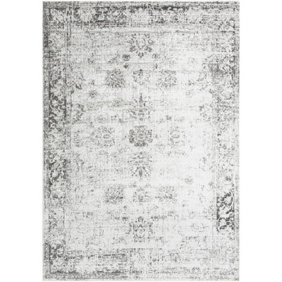 Tapis oriental noir / gris / blanc en polypropylène tissé à la machine Anneliesse