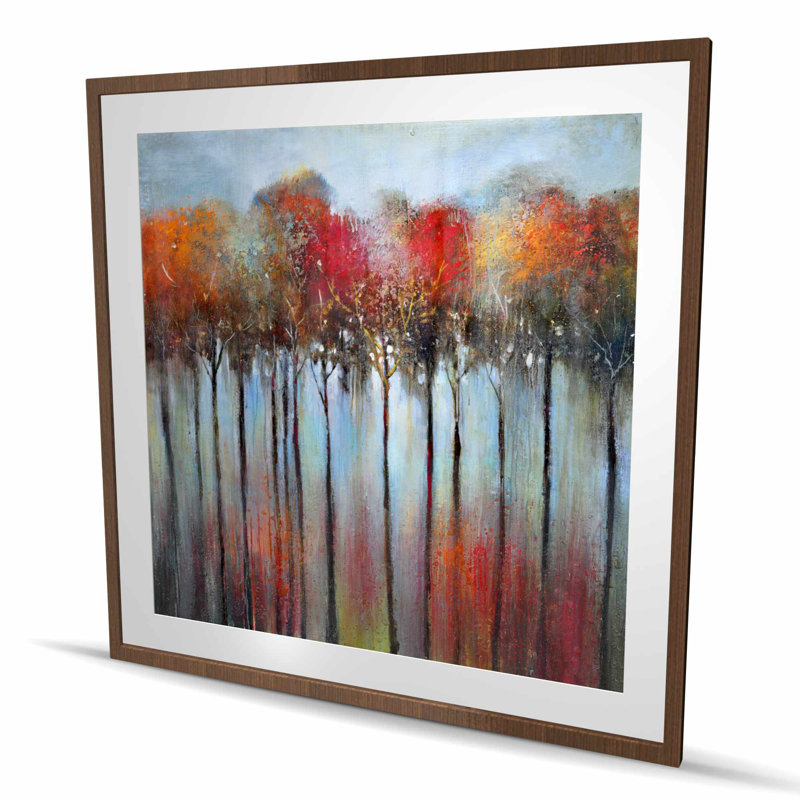 «Abstract and Colorful Forest - Trees Seasons», reproduction encadrée