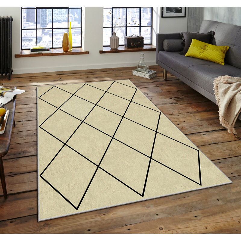 Luxurious Velvet Area Rug, 4.6 x 7.2 Feet | 100% Polyester, 740 g/m² | Non-Slip Felt Dot Underside, Machine Washable | Digital Print Design, Easy to Clean, Perfect for Living Room & Bedroom Décor