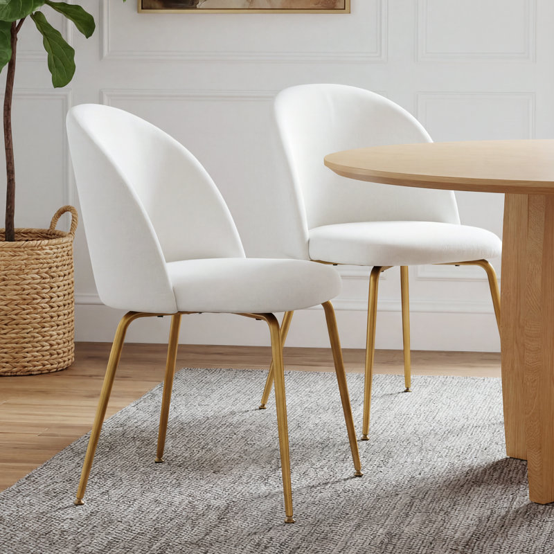Chaise d'appoint rembourrée H 30 po Eileen, Doré, Blanc