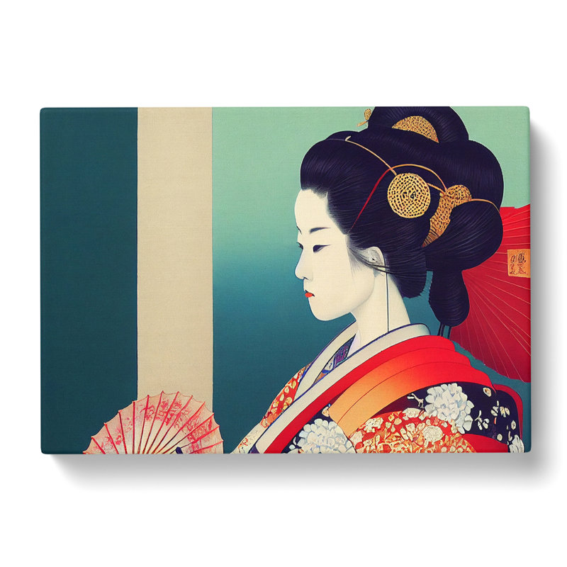 A Stunning Geisha - Wrapped Canvas Print, 40cm H x 60cm W x 3cm D
