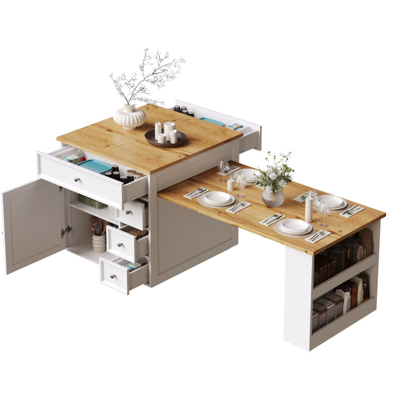 184 cm W Kitchen Island, White