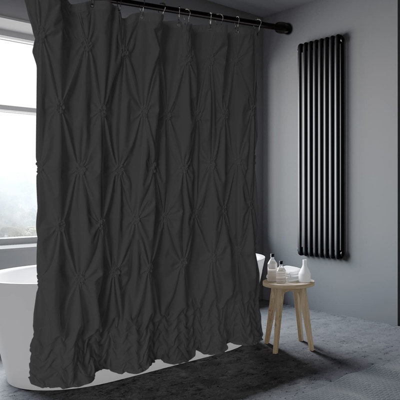 Jermesha Shower Curtain with Hooks Included, Black