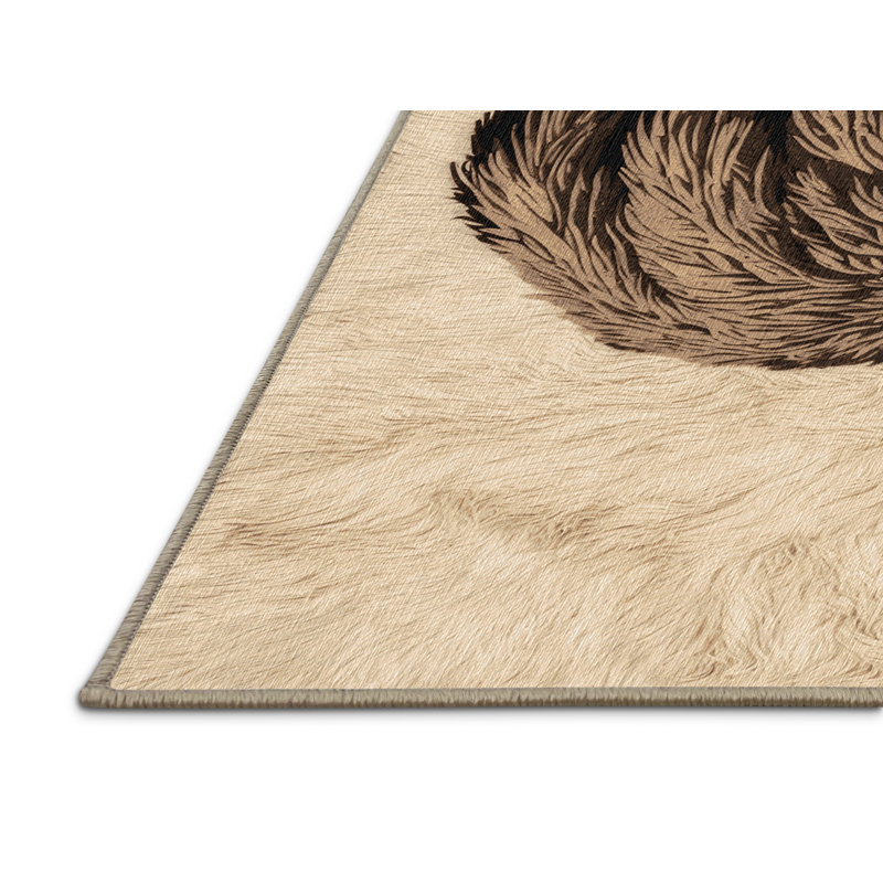  Washable Ostrich Wildlife Area Rug, Runner 2' x 4'
