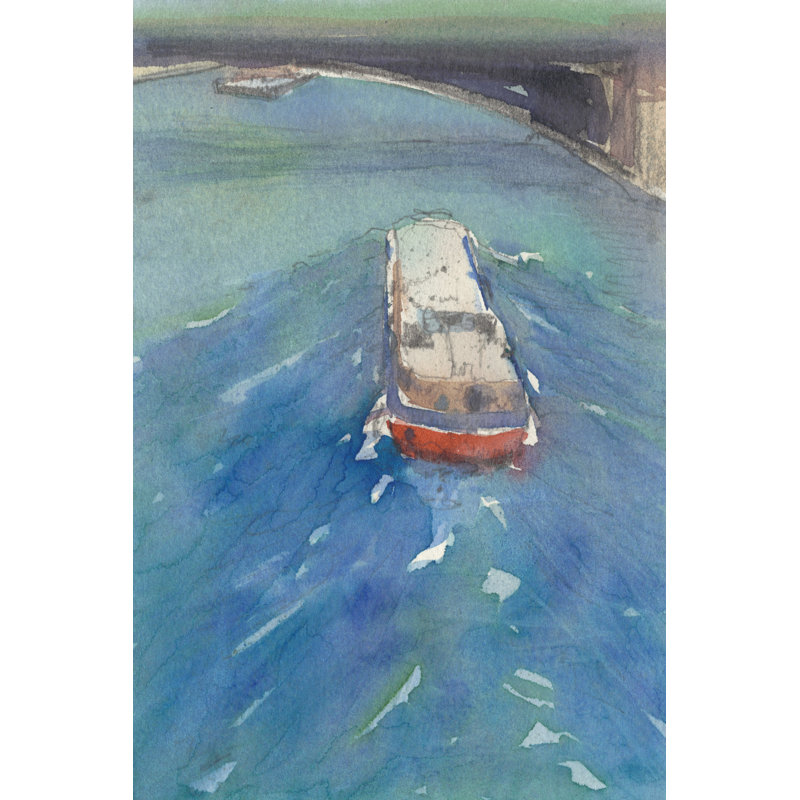 Along the Seine II 1 Piece Painting on Canvas, 46cm H x 30cm W, Black Floater Framed