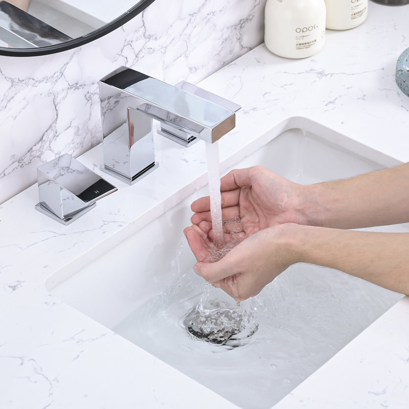 2 Handles 3 Holes Bathroom Sink Faucet With Pop Up Drain, Chrome