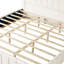 Lit à rayures moderne, minimaliste et élégant en tissu, beige, très grand